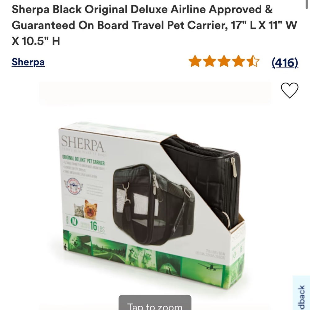 Sherpa Deluxe Dog/Cat Carrier